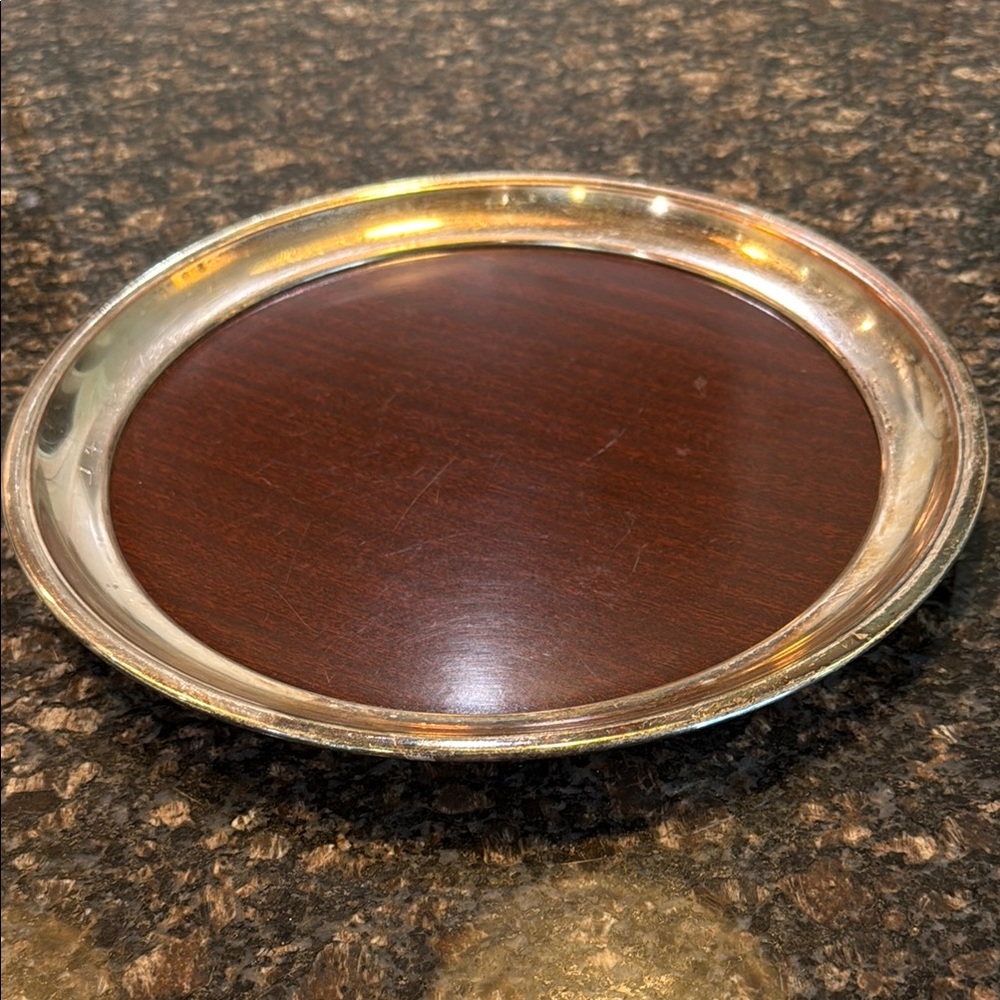 Silver and Brown Round Tray